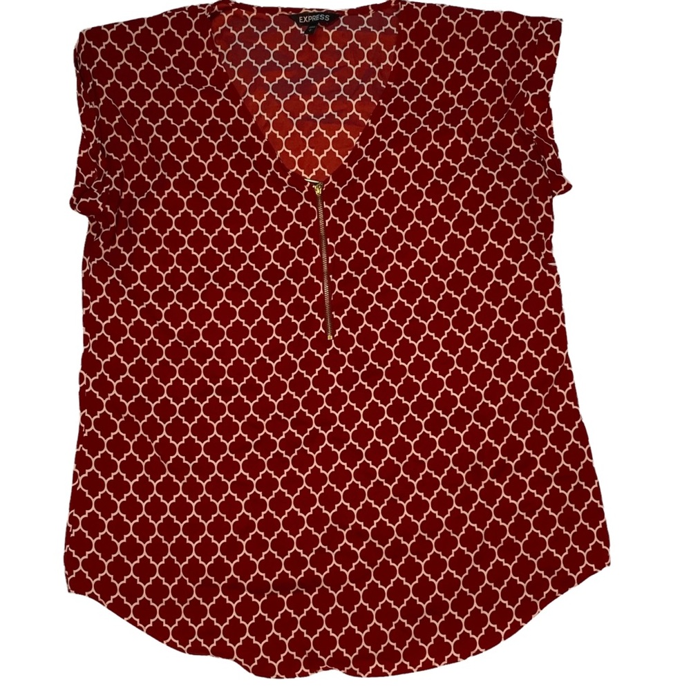 Express Portofino Shirt Short Sleeve V neck Womens Large